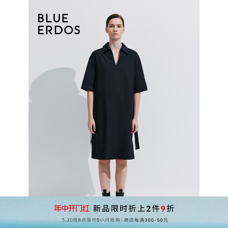 blueerdos棉麻混纺连衣裙