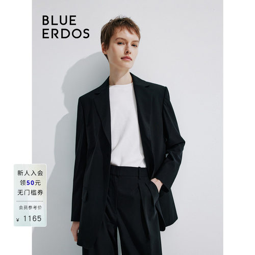 BLUE ERDOS秋季简约通勤一粒扣绵羊毛西装女外套B245J1009