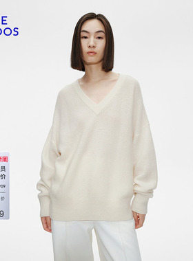 【100%山羊绒】BLUE ERDOS春季慵懒风V领羊绒套衫B255A0012
