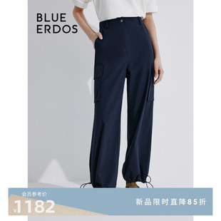 裤 BLUE 简约休闲运动风束脚工装 B545M1004 ERDOS24春夏新款 女装