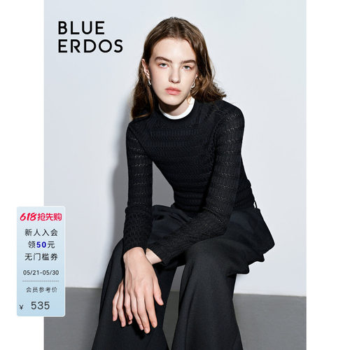 blueerdos100%绵羊毛针织套衫
