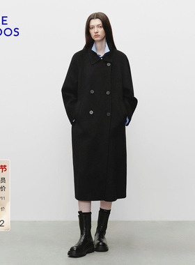 BLUE ERDOS冬季复古百搭羊毛羊绒立领学院风双排扣毛呢大衣