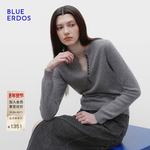 【明星同款】BLUE ERDOS冬季新格雷系山羊绒混纺半开圆领羊绒衫