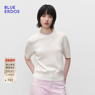 【零感羊绒】BLUE ERDOS冬季松弛感羊毛羊绒圆领宽松短袖针织衫