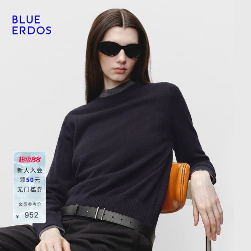 【100%山羊绒】BLUE ERDOS春季简约通勤多色圆领羊绒衫女