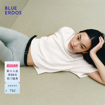 【零感羊绒】BLUE ERDOS春季松弛感羊毛羊绒圆领宽松短袖针织衫