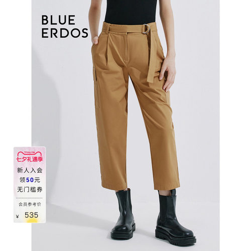 blueerdos纯棉工装风九分裤