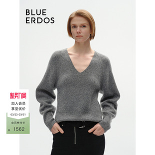 女B246A0068 针织套衫 BLUE ERDOS格雷简约休闲V领短款