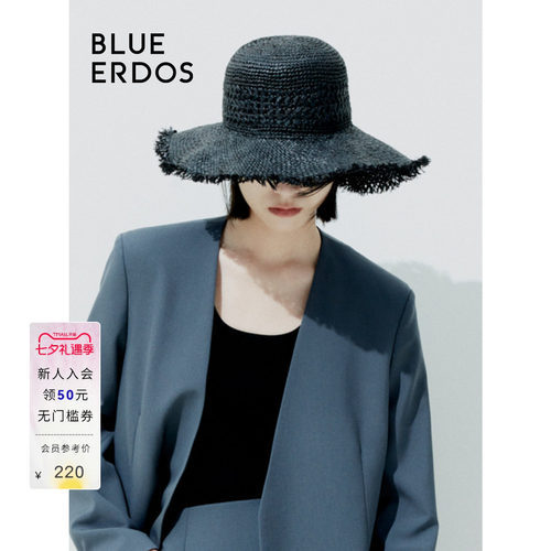 blueerdos休闲大帽檐钩针遮阳帽