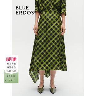 ERDOS气质A字不规则半裙B246M0002 BLUE 桑蚕丝