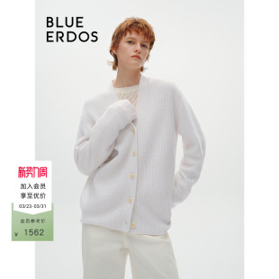 ERDOS简约V领针织开衫 BLUE B246A1007 100%山羊绒