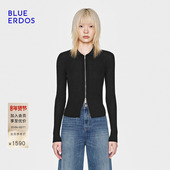 孙千同款 BLUE ERDOS26早春新品 绵羊毛混纺小翻领针织开衫 女