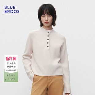 简约休闲羊毛羊绒半高领女针织衫 BLUE 新品 春季 B256A0728 ERDOS