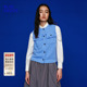 BLUE 简约气质圆领活力蓝花边女背心B256D1011 新品 ERDO 冬季