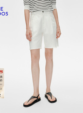 BLUE ERDOS春秋气质简约白色直筒牛仔短裤五分裤B255M3008