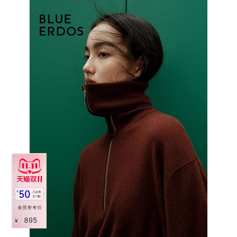 BLUE ERDOS雅丹风翻领羊绒衫B246A0073