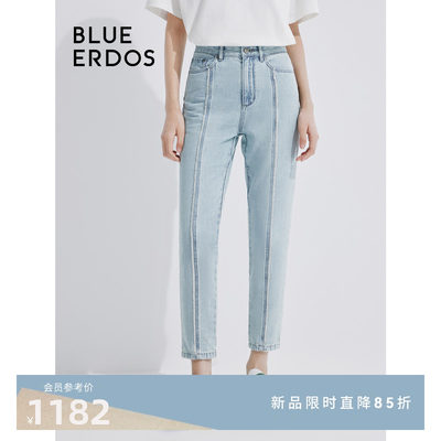 blueerdos100%纯棉小脚牛仔裤