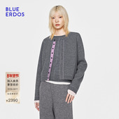 休闲百搭羊毛羊绒混纺双面穿圆领开衫 BLUE ERDOS26早春新品 女