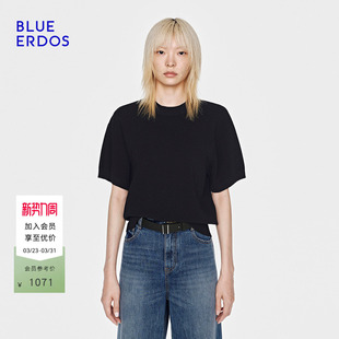 套衫 休闲百搭设计感圆领纯色半袖 女 ERDOS2026早春新品 BLUE