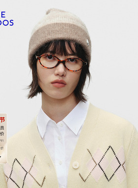 BLUE ERDOS冬季新品羊驼毛混纺保暖抽条毛线帽针织帽B2256R702