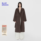 BLUE ERDOS冬新复古百搭宽松羊毛混纺长款 双面呢大衣外套女