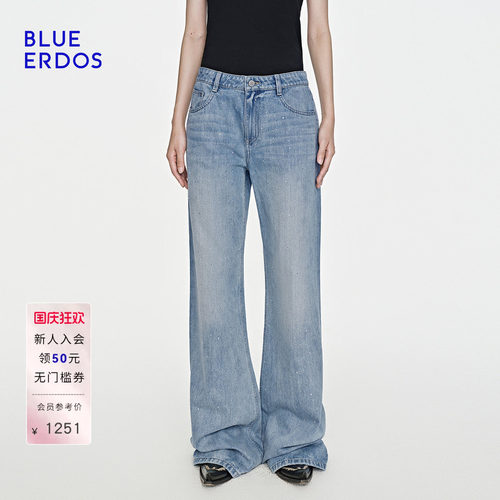 BLUE ERDOS26秋季通勤百搭闪饰阔腿松弛感牛仔裤B2265M117