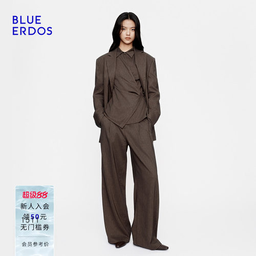 BLUE ERDOS26秋冬女西服套装美拉德棕色通勤风职场外套/衬衫/西裤