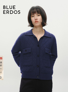BLUE ERDOS通勤小翻领羊毛羊绒针织开衫B246A1024