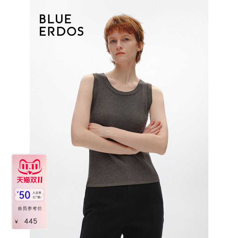 BLUE ERDOS通勤百搭圆领修身绵羊毛混纺针织背心B246A2001