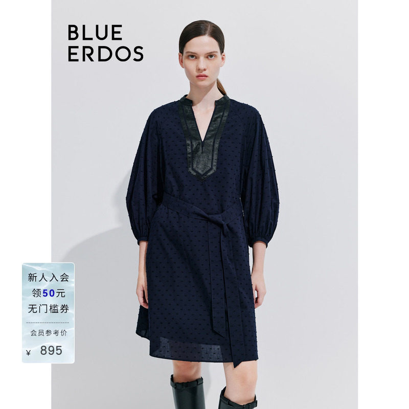 blueerdos纯棉灯笼袖连衣裙图片