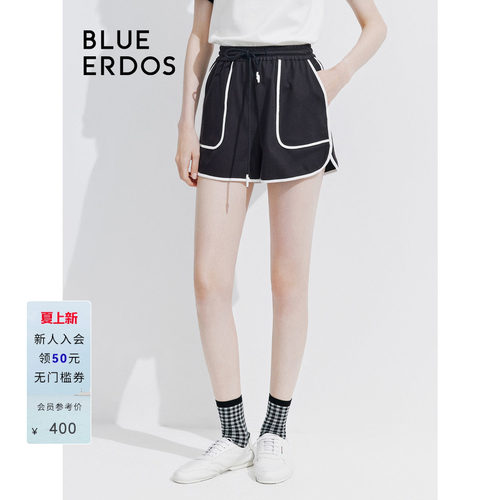 blueerdos撞色休闲纯棉短裤