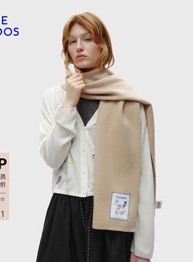 【100%山羊绒】BLUE ERDOS冬季新品百搭刺绣元素围巾B256S1016