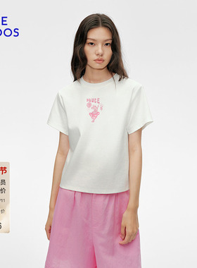 BLUE ERDOS春秋简约圆领纯棉百搭白色印花T恤B255H1015