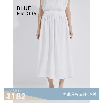 blueerdosA字亚麻混纺半身裙