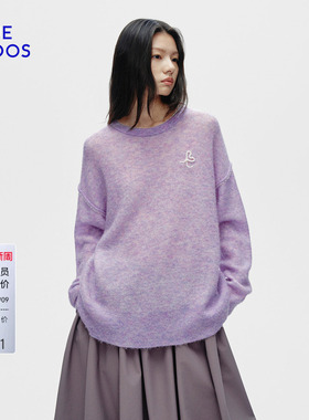 BLUE ERDOS 春季新慵懒风羊驼毛混纺宽松圆领落肩套衫B556D0003