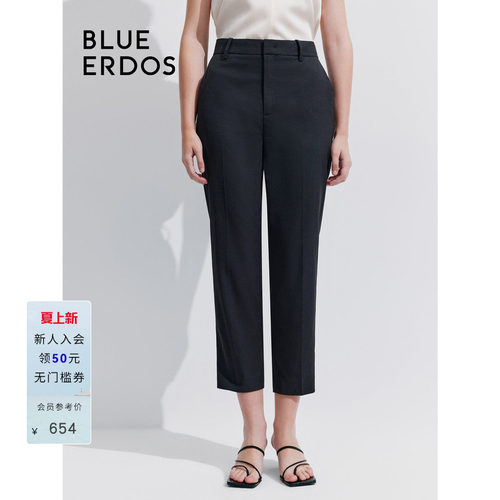 blueerdos棉麻混纺西装九分裤