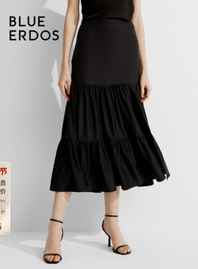 【小黑裙系列】BLUE ERDOS冬季复古气质A字半身裙女B245M0048