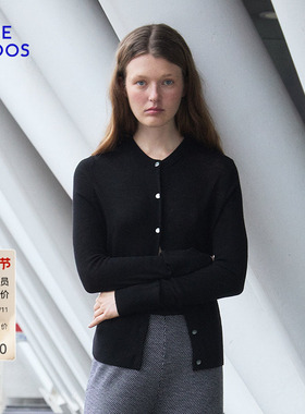 【100%绵羊毛】BLUE ERDOS冬季圆领直筒羊毛针织开衫B255D1031