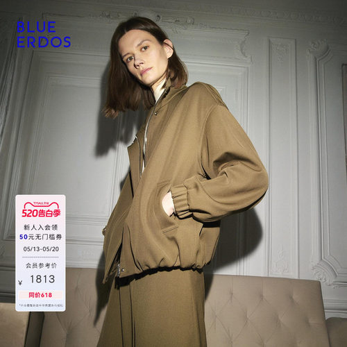 【100%绵羊毛】BLUE ERDOS 春季新品复古立领夹克外套B256J0013