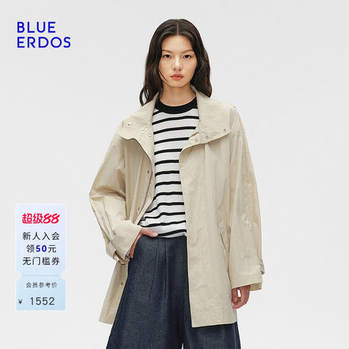 BLUE ERDOS 春季复古巴恩风H型轻薄工装风衣外套B555J0004