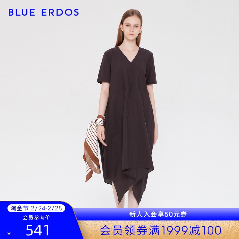 blue erdos女装 春夏v领时尚修身连衣裙