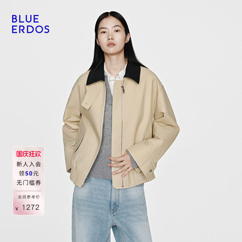 BLUE ERDOS2026秋冬巴恩风女外套翻领开衫谷仓夹克简约宽松版型