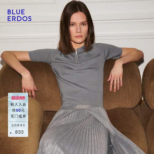 【设计师系列】BLUE ERDOS春季新品简约格雷系灰色翻领半袖套衫