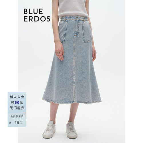 blueerdos棉莱赛尔混纺牛仔半裙