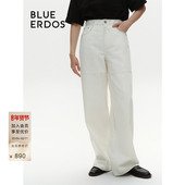 复古做旧烫银宽松阔腿牛仔裤 BLUE ERDOS B546M3001