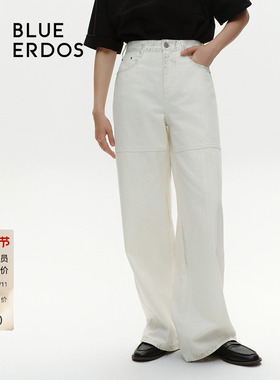 BLUE ERDOS 复古做旧烫银宽松阔腿牛仔裤B546M3001