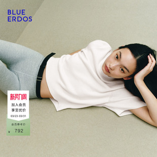 松弛感羊毛羊绒圆领宽松短袖 ERDOS春季 BLUE 针织衫 零感羊绒