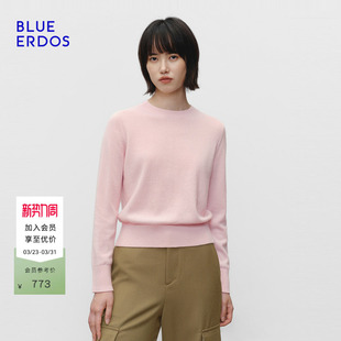新品 ERDOS春季 BLUE 简约通勤多色圆领套头羊绒衫 100%山羊绒