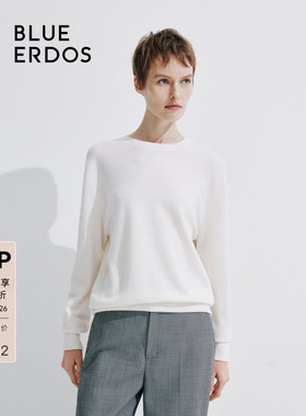BLUE ERDOS圆领四平空转精纺羊毛针织套衫女B245D0002