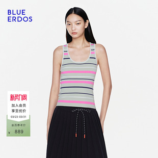 BLUE 简约百搭棉混纺休闲内搭条纹背心女 ERDOS26早春新品